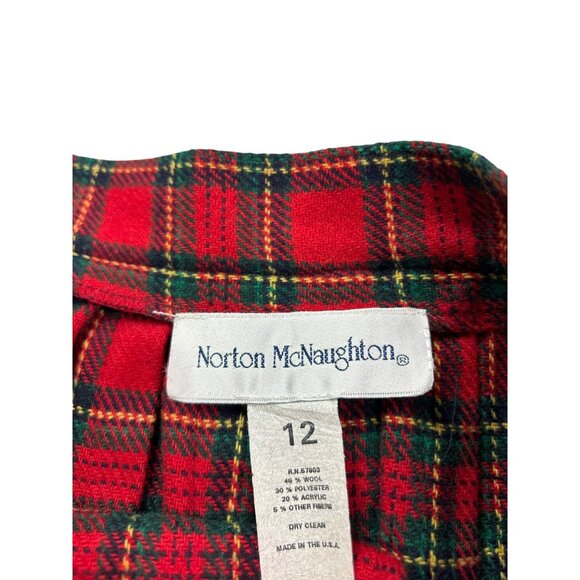 Vintage 90s Norton McNaughton Womens Plaid Pleated Wrap Skirt 12 Wool Blend - Picture 5 of 6